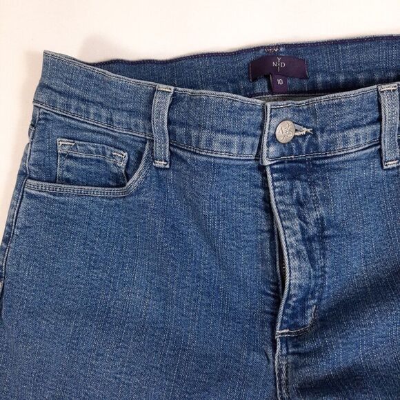 NYDJ Women's Stretch Denim Capris Size 10 Lift-Tuck Control Top Rhinestones - Picture 2 of 11